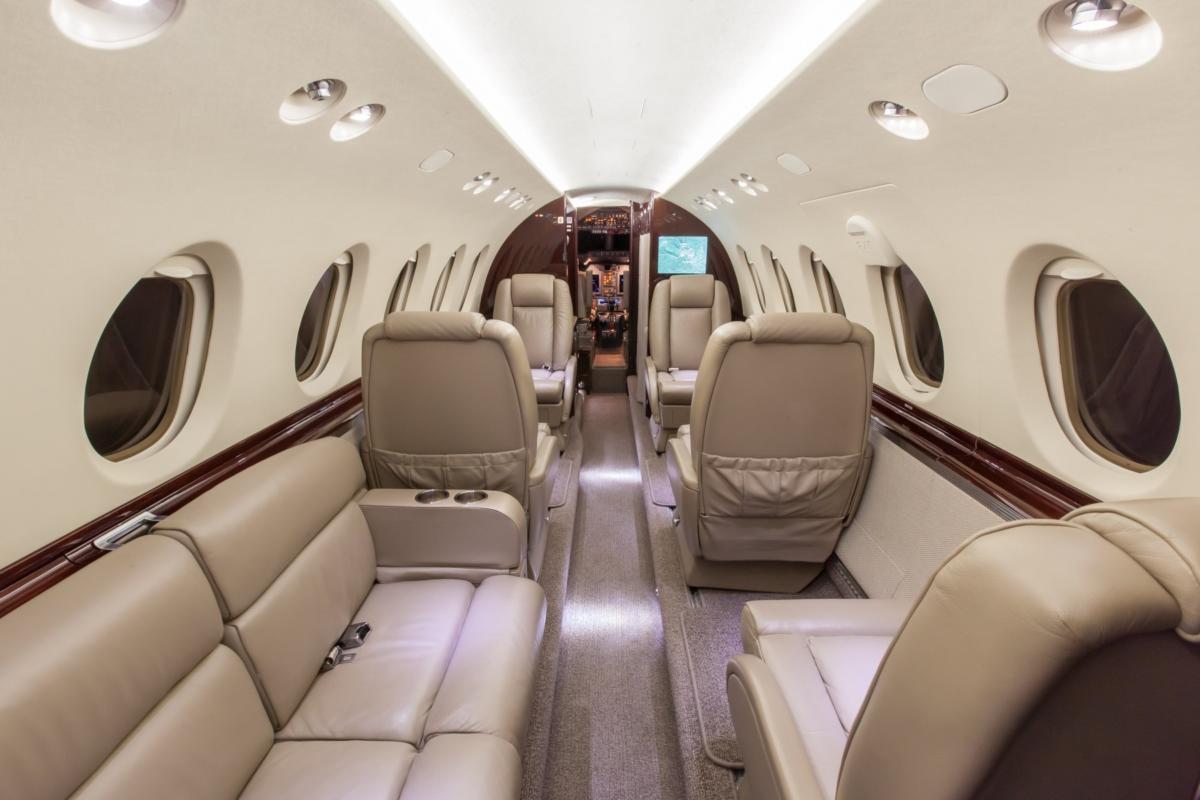 Hawker 750 cabin interior for Philadelphia charter