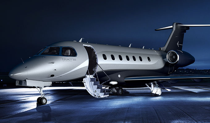Embraer Legacy 500 cabin interior for Philadelphia charter