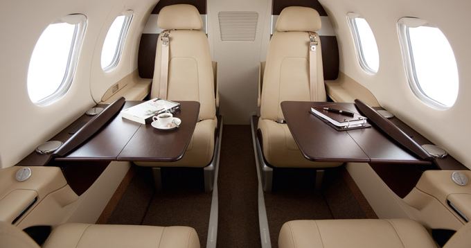 Embraer Phenom 100 cabin interior for Philadelphia charter
