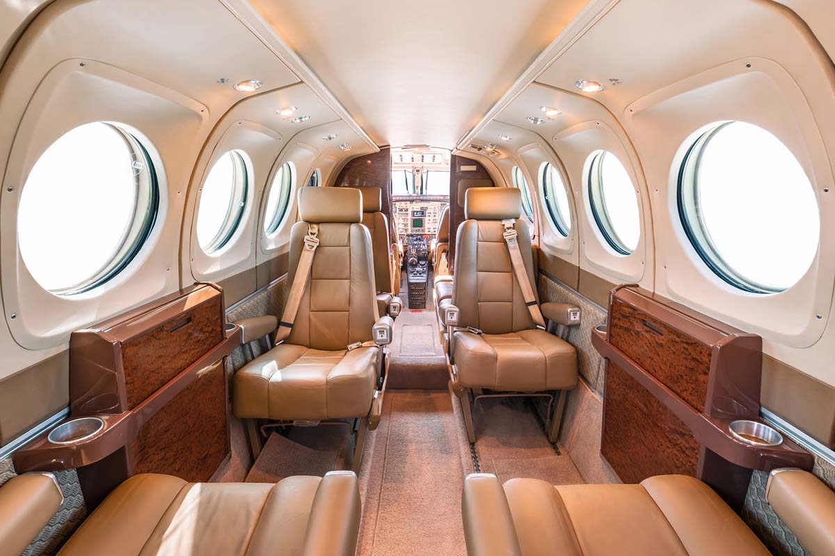 Beechcraft King Air 100 cabin interior for Philadelphia charter
