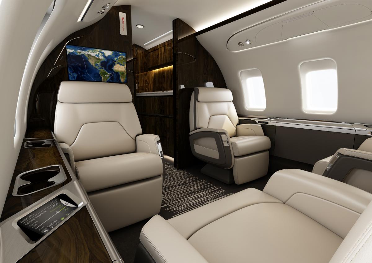 Bombardier Challenger 650 cabin interior for Philadelphia charter
