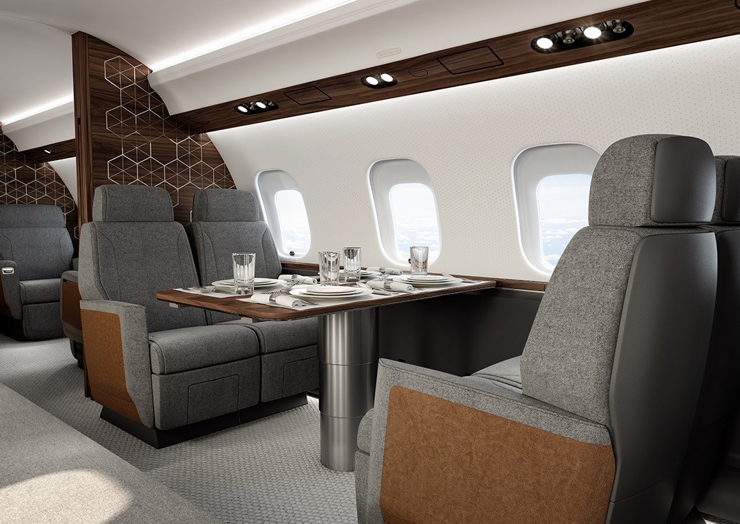 Bombardier Global 6500 cabin interior for Philadelphia charter