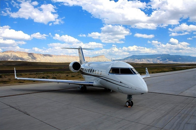 Challenger jet parked before an accessible private charter from Philadelphia, Pennsylvania