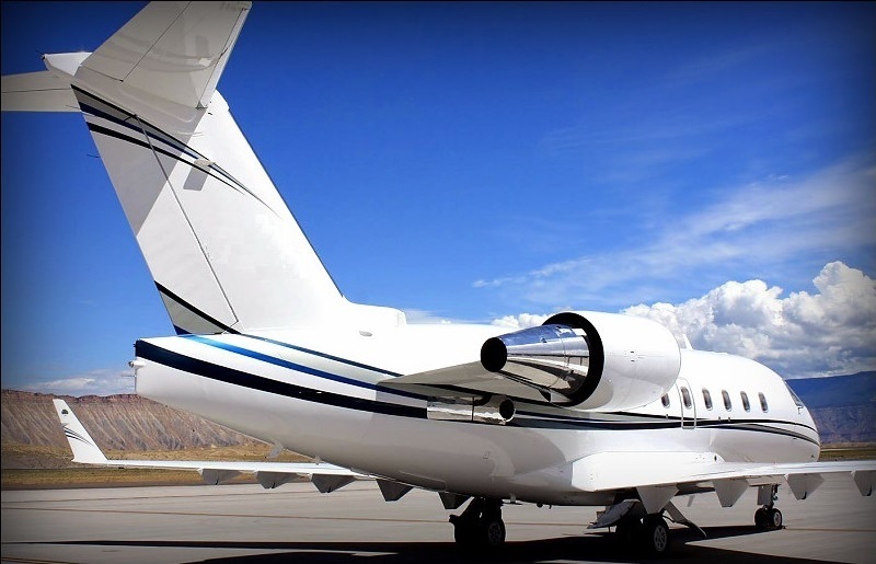 Challenger jet on the ramp for wheelchair-accessible charter from Philadelphia, Pennsylvania