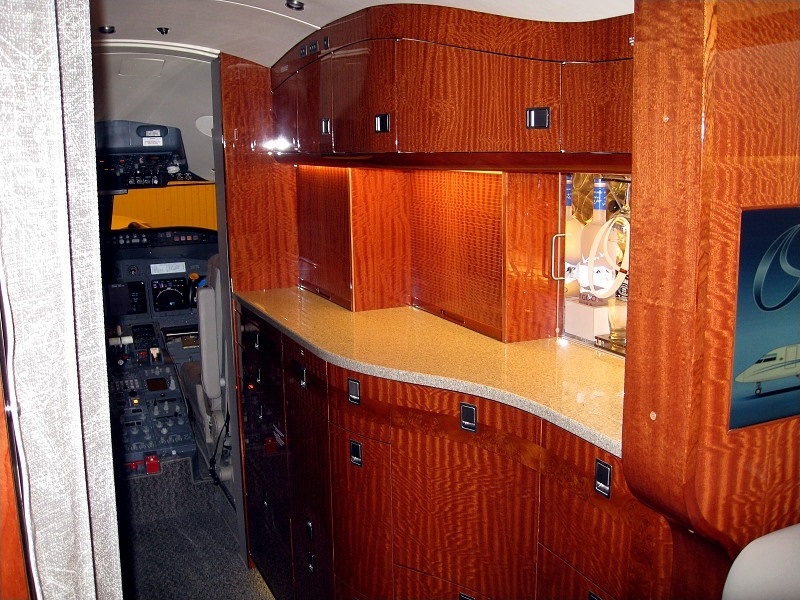 Private jet galley and cabin storage on an accessible charter aircraft from Philadelphia, Pennsylvania