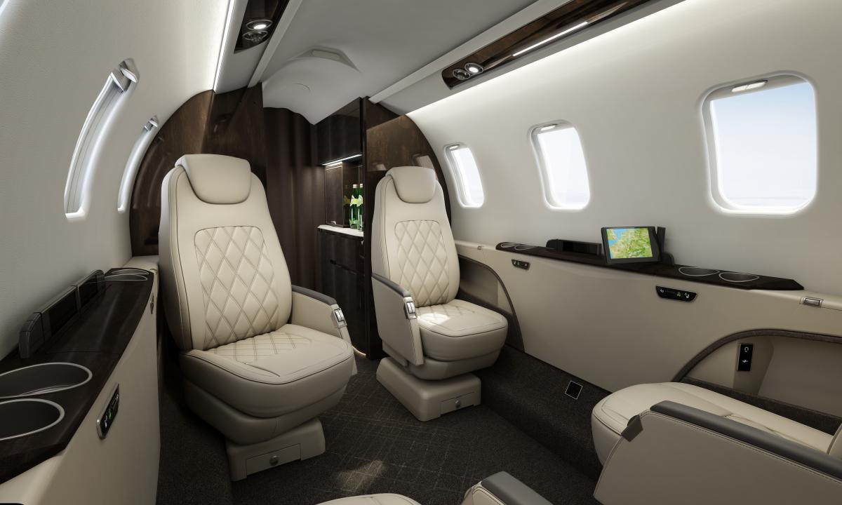 Learjet 75 cabin interior for Philadelphia charter