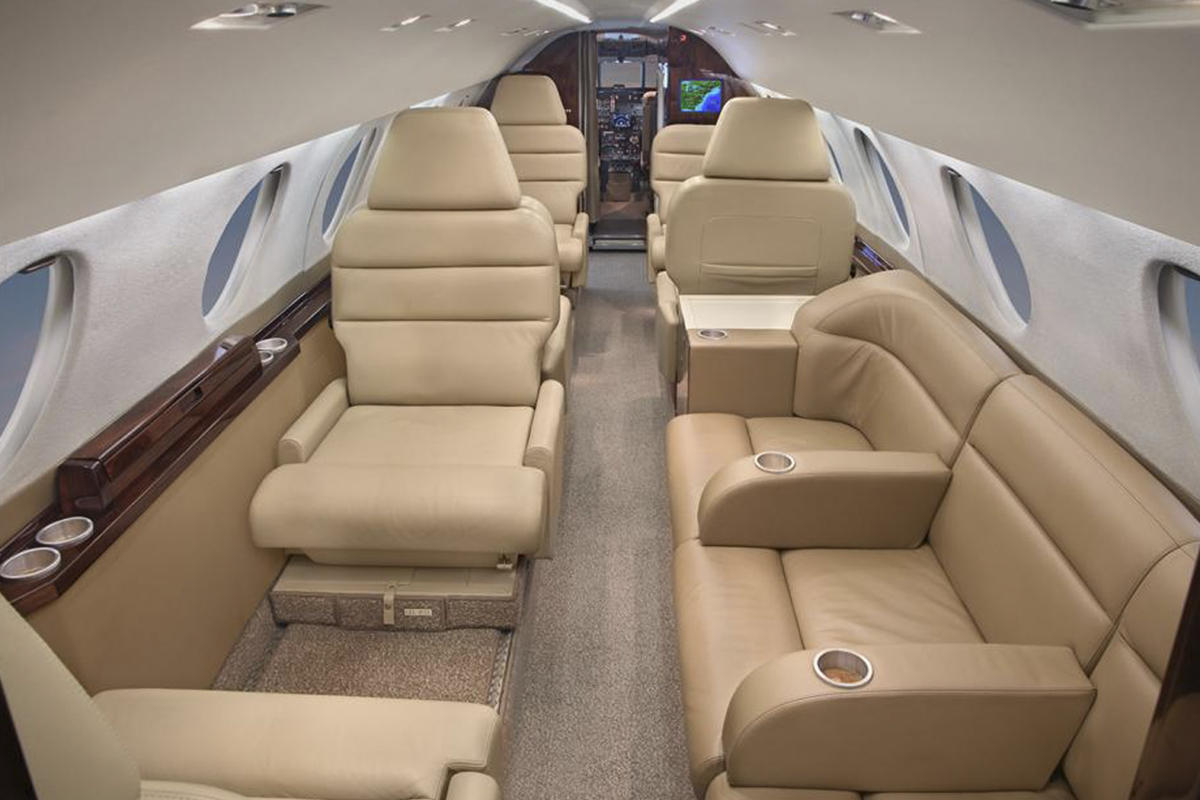 Falcon 20 cabin interior for Philadelphia charter