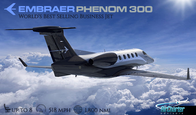 Embraer Phenom 300 super light jet private aircraft for Philadelphia jet charter