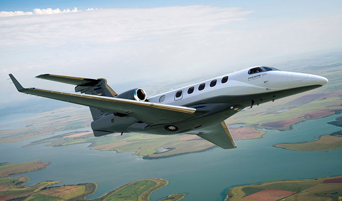 Embraer Phenom 300 cabin interior for Philadelphia charter